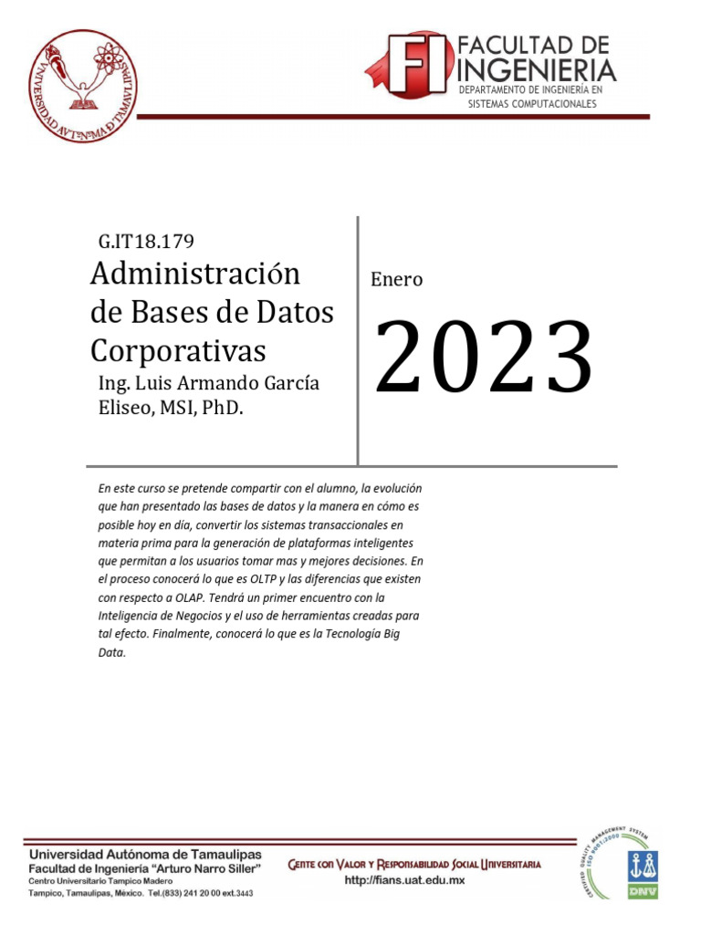 Antologia de Administración de Bases de Datos Corporativas | PDF ...