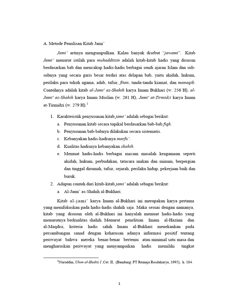 Metode Penyusunan Kitab Jami' Hadis | PDF | Agama & Spiritualitas