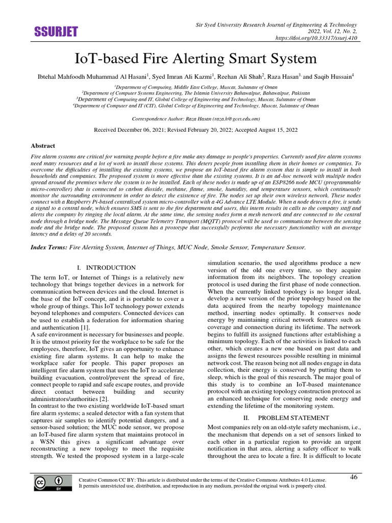 IoT-Based Smart Fire Alarm System | PDF | Internet Of Things | Computer ...