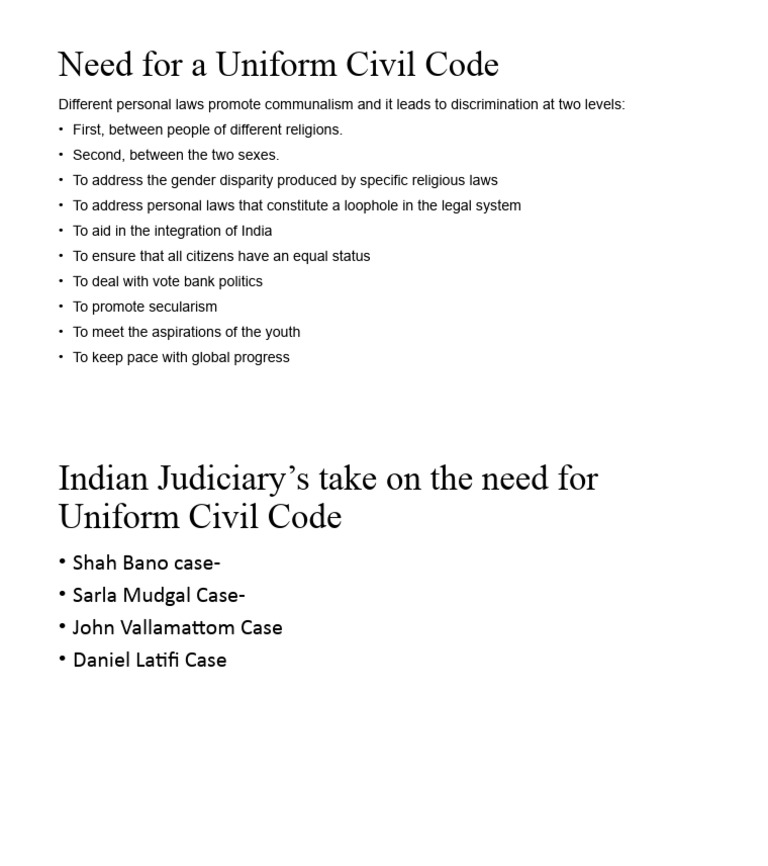 Need For A Uniform Civil Code PDF