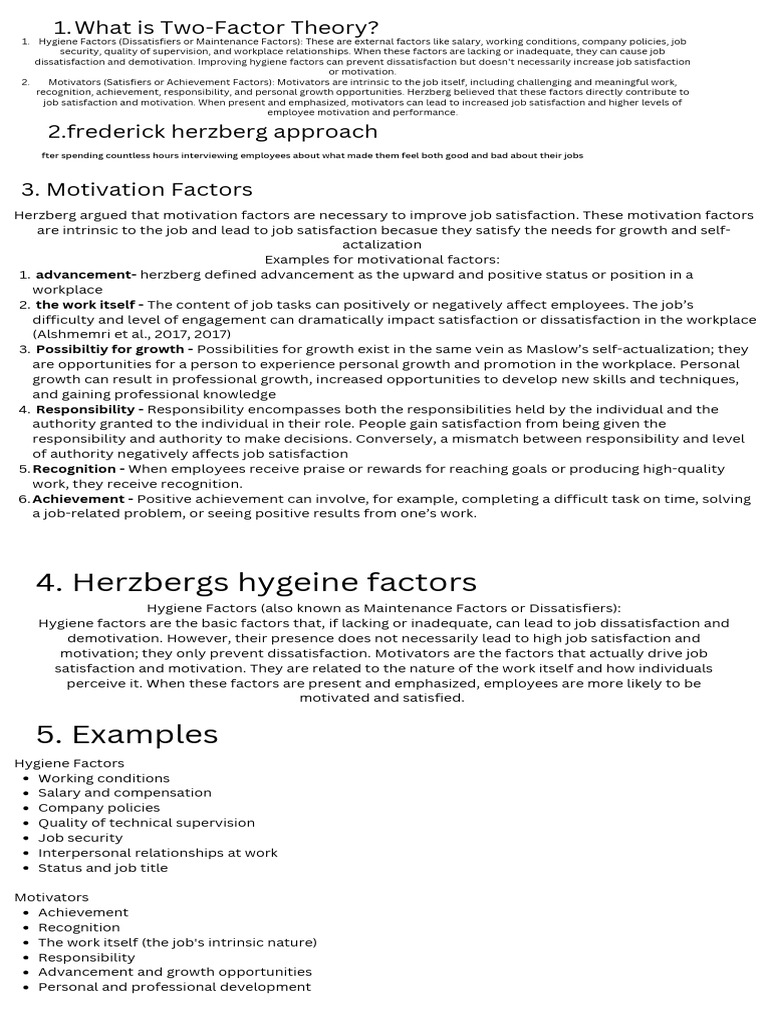 Herzberg's Motivational Theory | PDF