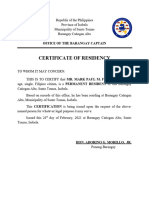 Certificate of Residency