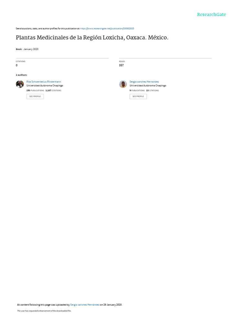 Uso Local de Plantas Medicinales Loxicha Oaxaca | PDF