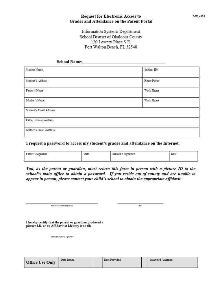 Mis4339 Access Parent Portal PDF