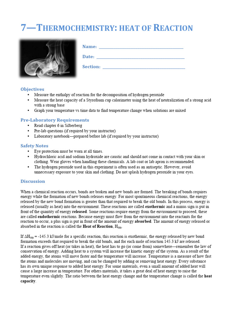 7 Thermochemistry The Heat of Reaction | PDF | Chemical Reactions ...