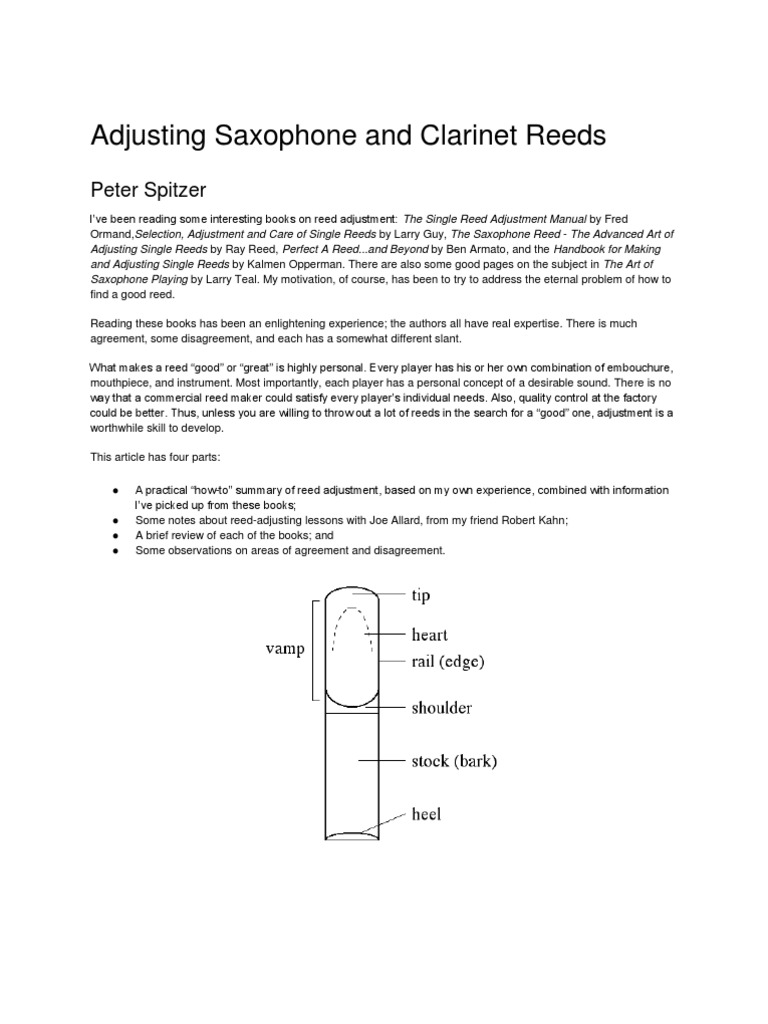 Adjusting Saxophone and Clarinet Reeds | PDF | Saxophone | Clarinet