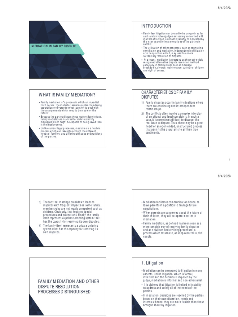 Mediation In Family Dispute Download Free Pdf Mediation Arbitration
