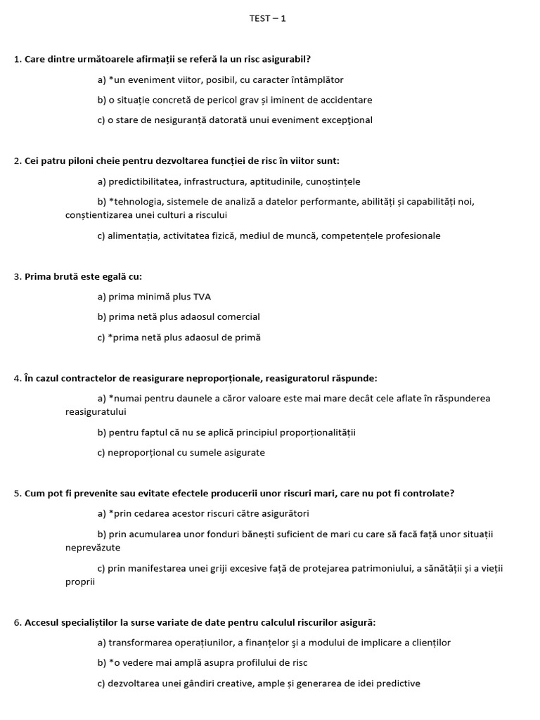 Test 1 Cu Raspuns | PDF