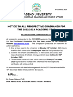 Notice To All Prospective Graduands For The 2022-2023 Academic Year