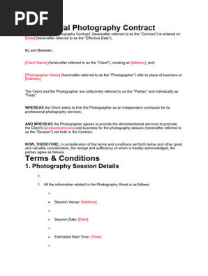 Commercial Photography Contract