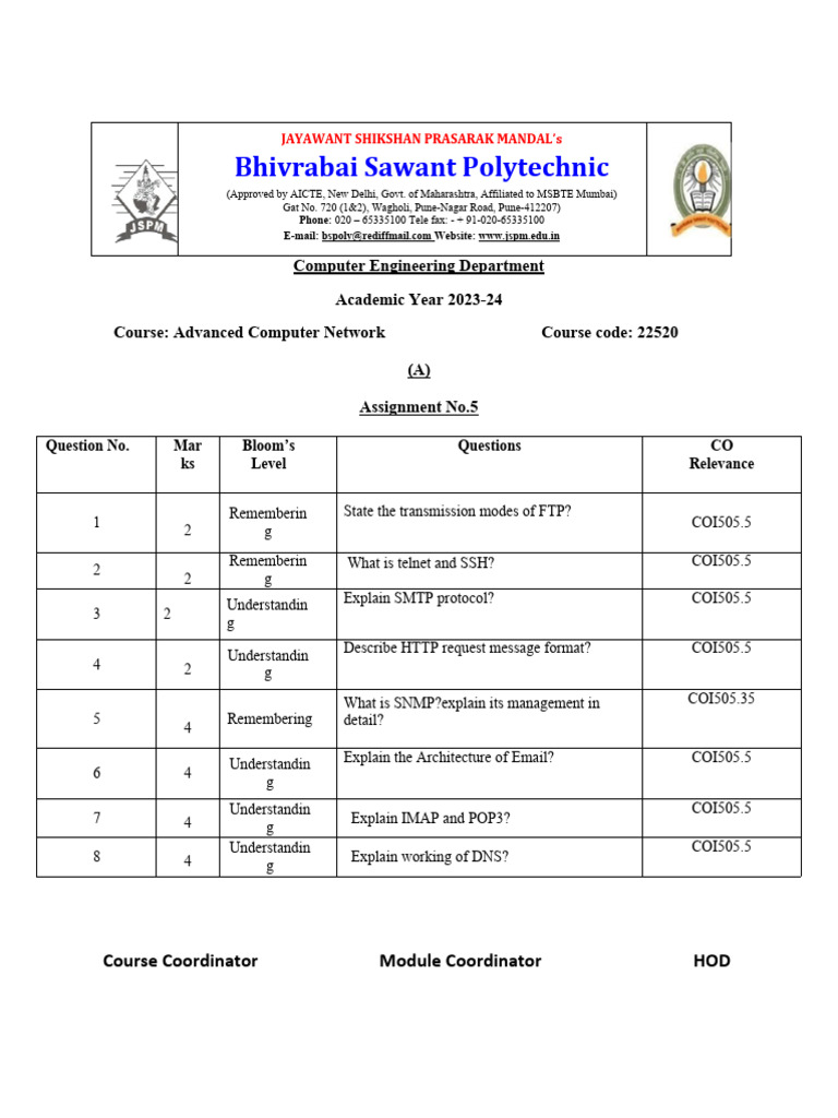 Assignment NO 5 (A) ACN | PDF | File Transfer Protocol | Computer Science