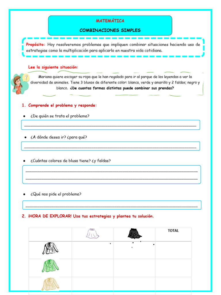 Ejercicios de Combinaciones para Niños | PDF | Negocios | Relaciones ...