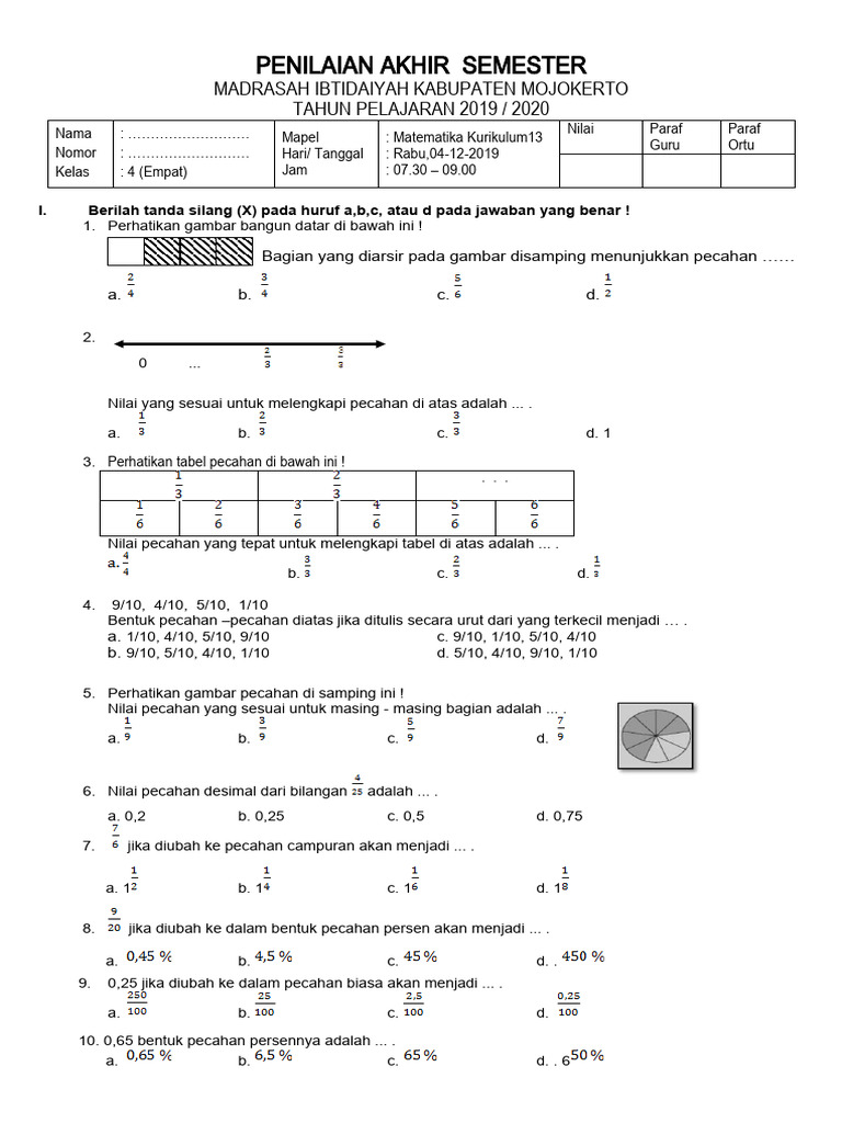 Soal Kelas 4 Matematika Pdf