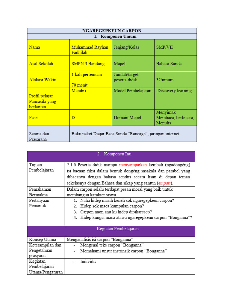 Struktur dan Unsur Carpon Sunda | PDF