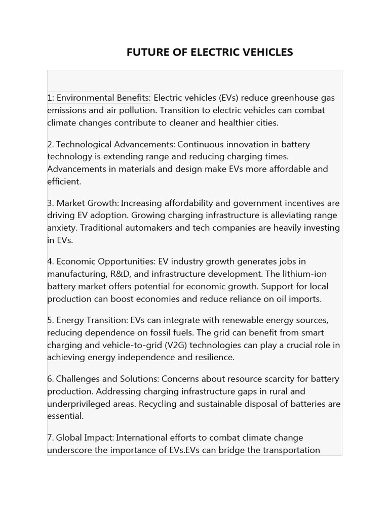 Future of Electric Vehicles PDF