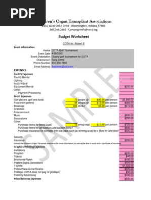 Sample-budget-Golf-Tournament