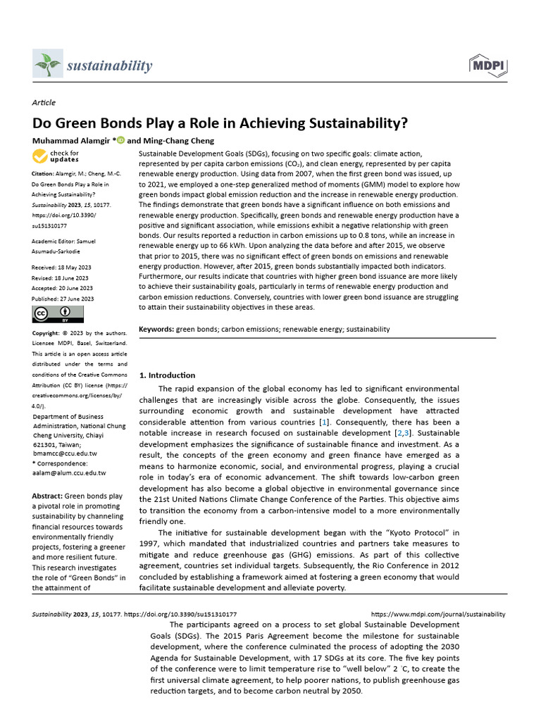 Do Green Bonds Play A Role In Achieving Sustainability Pdf
