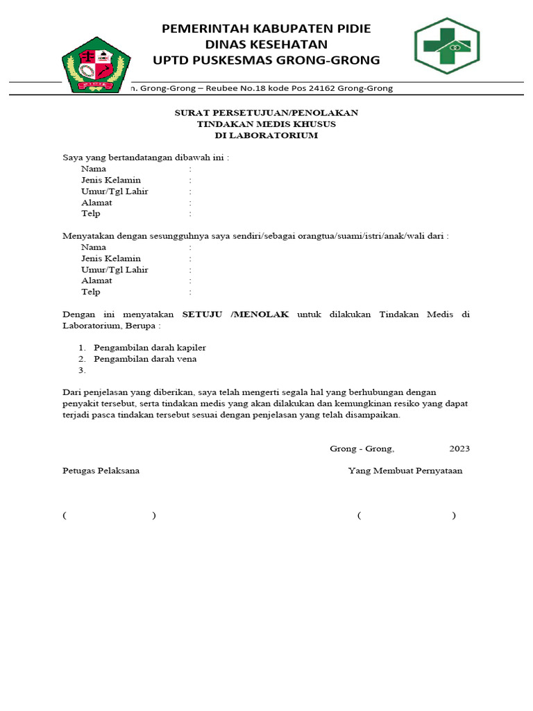 Inform Consent Laboratorium | PDF