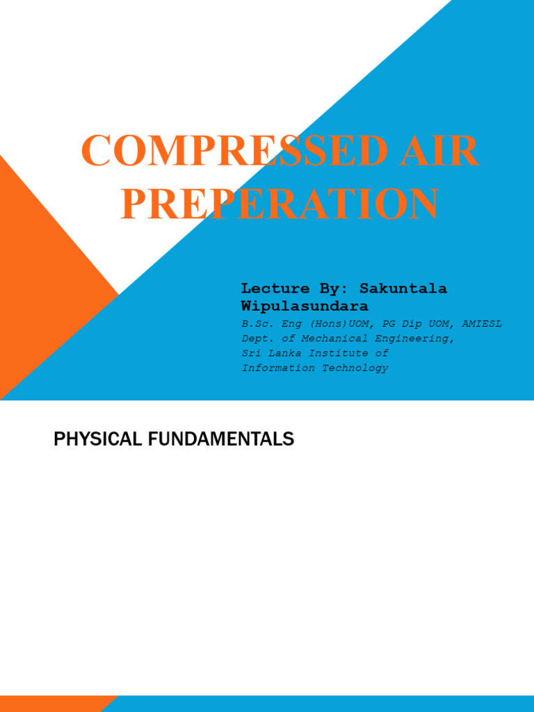 Lecture 2 Compressed Air Engineering PDF