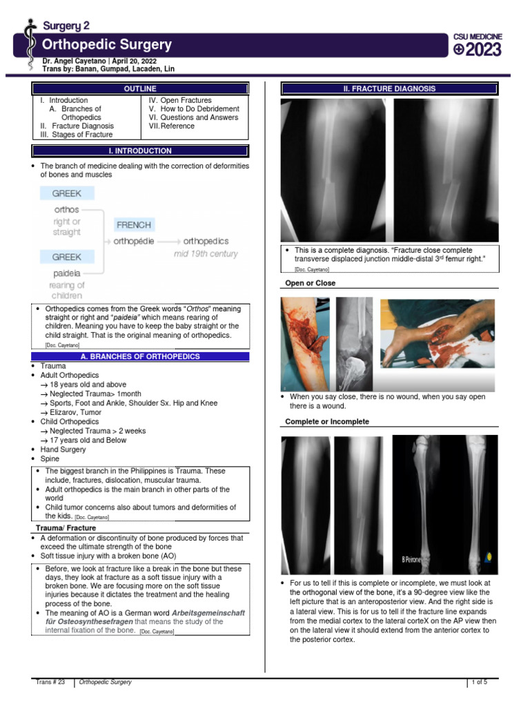 Orthopedic Surgery: Fracture Management Guide | PDF | Urination | Bone