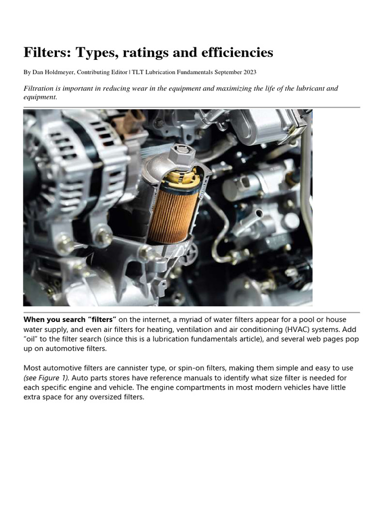 Filters Types-Ratings and Efficiencies | PDF