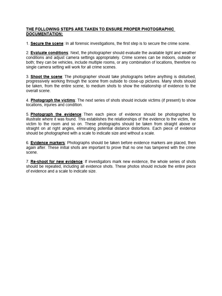 Steps on photographic documentation pdf