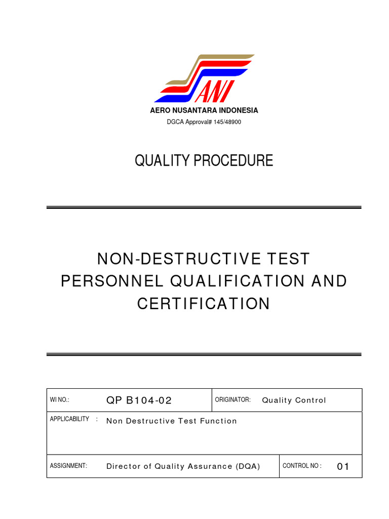 QP B104 02 NDT Personnel Qualification Rev Oct12 02 PDF