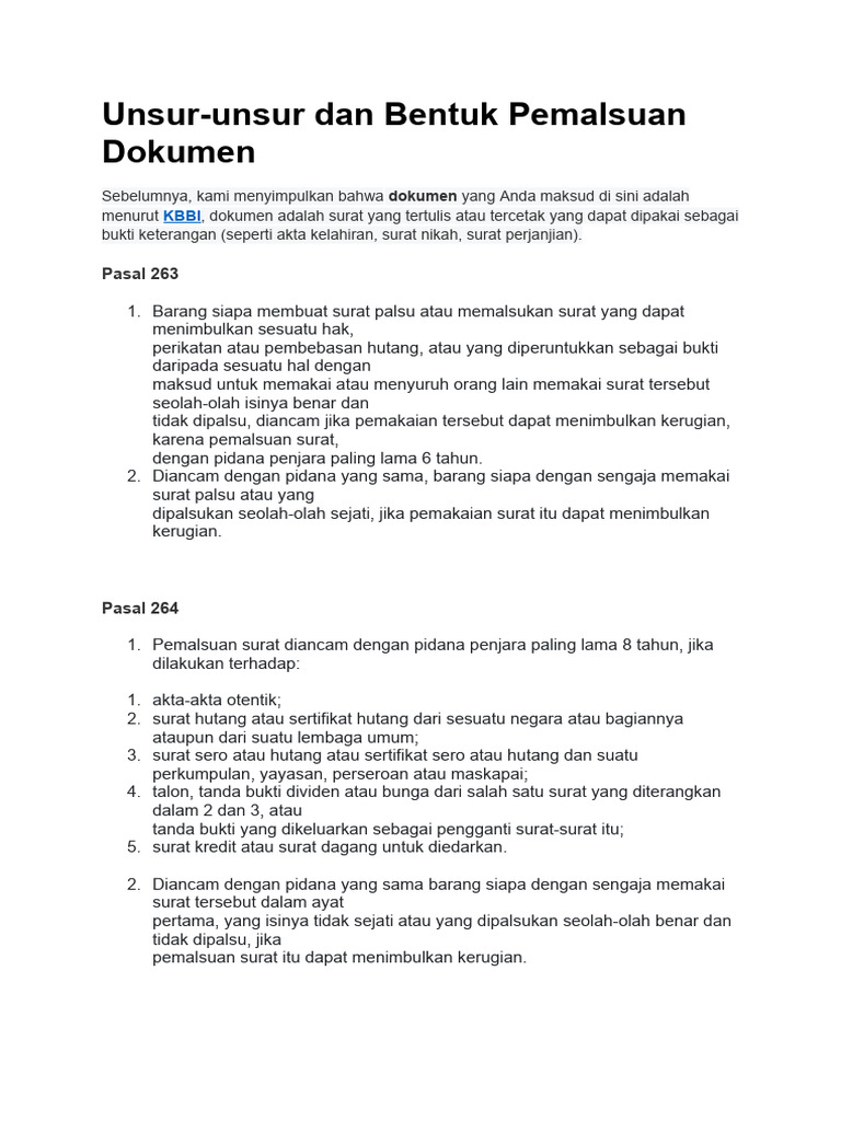 Pemalsuan Dokumen | PDF