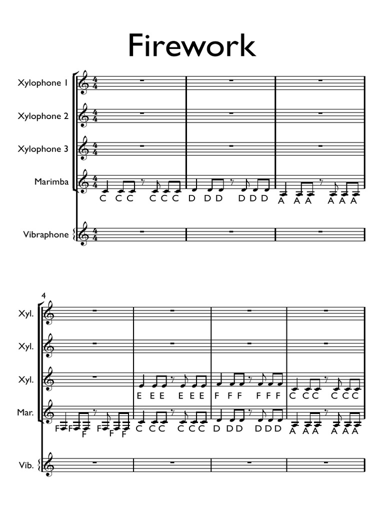 Firework - Full Score | PDF | Instrument de percussion | Instruments de ...