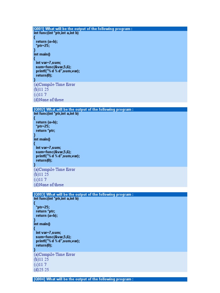 C++ Code Output Analysis Quiz | PDF | C (Programming Language ...