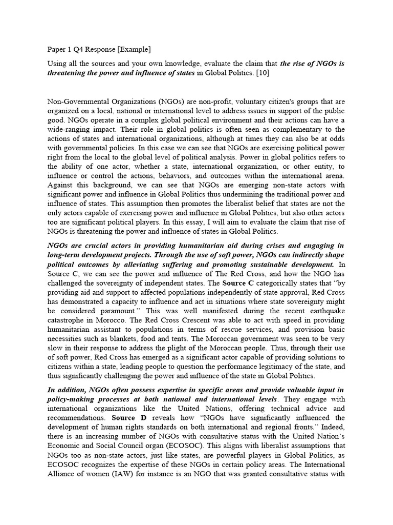 Impact of NGOs on State Power in Q4 | PDF | Non Governmental ...