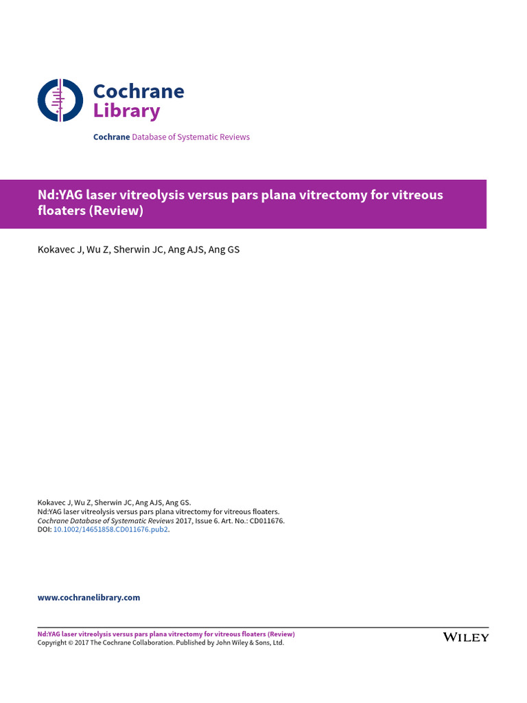 ND YAG Laser Vitreolysis Versus Pars Plana Vitrectomy For Vitreous