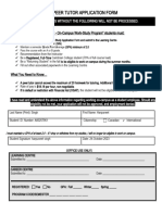 Peer Tutor Application Form