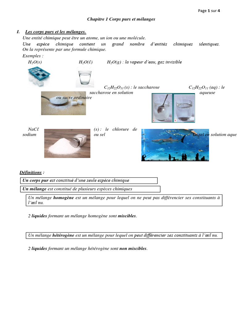 Corps purs et mélanges en chimie | PDF | Chimie | Atmosphère de la Terre