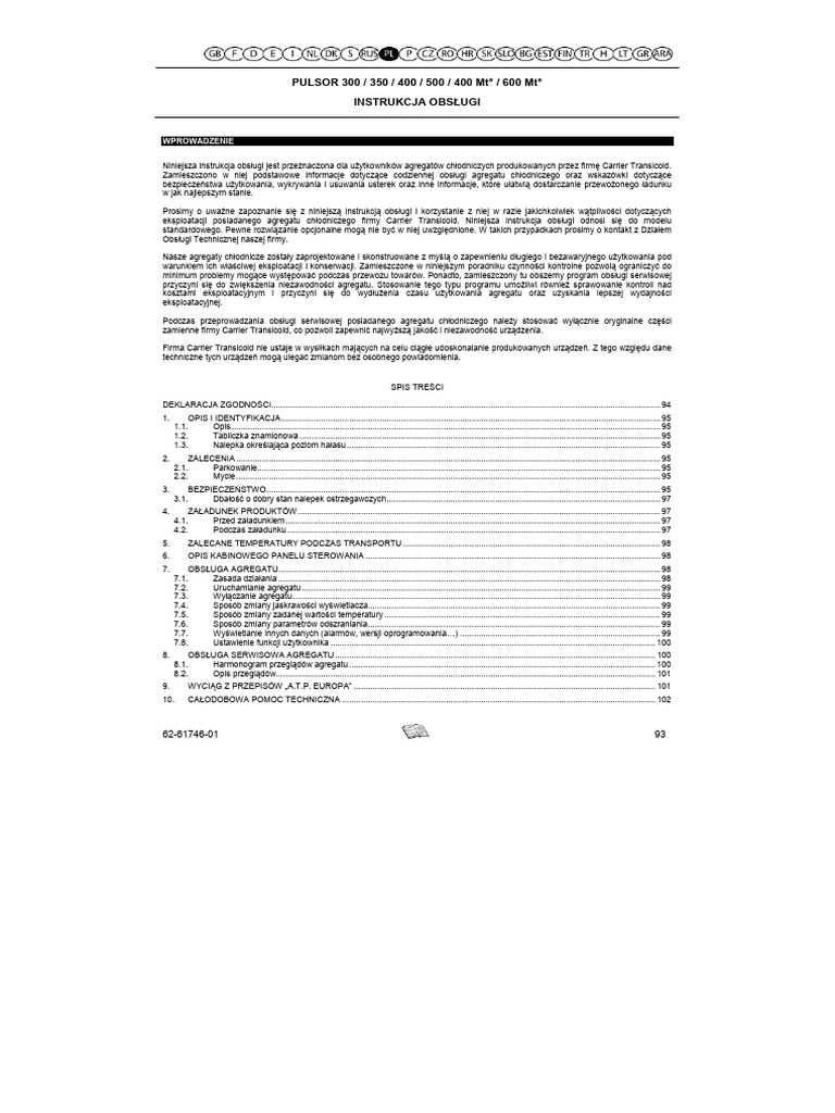 Instrukcja Obslugi Agregat Chlodniczy Pulsor Range - 62 61746 01 ...