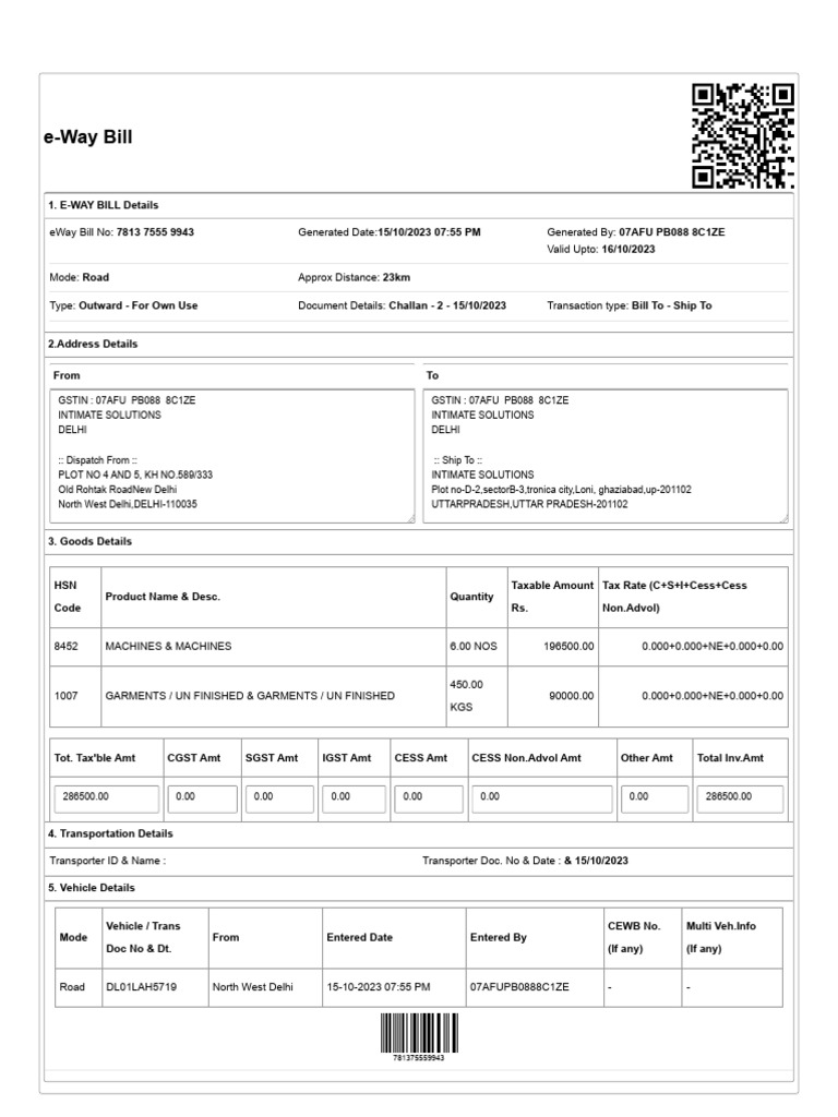 Delivery challan 2 eway download free pdf government public