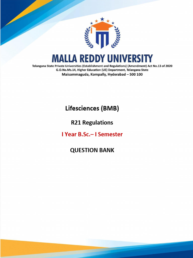 BSC Life Science Question Bank I Sem PDF Chromosome Microsoft Excel