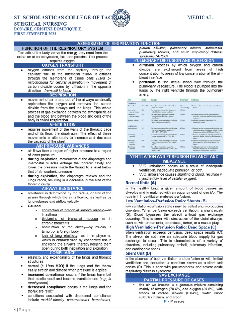 Respiratory Function Assessment Guide | PDF | Breathing | Lung