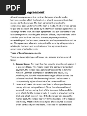 Bank loan agreement
