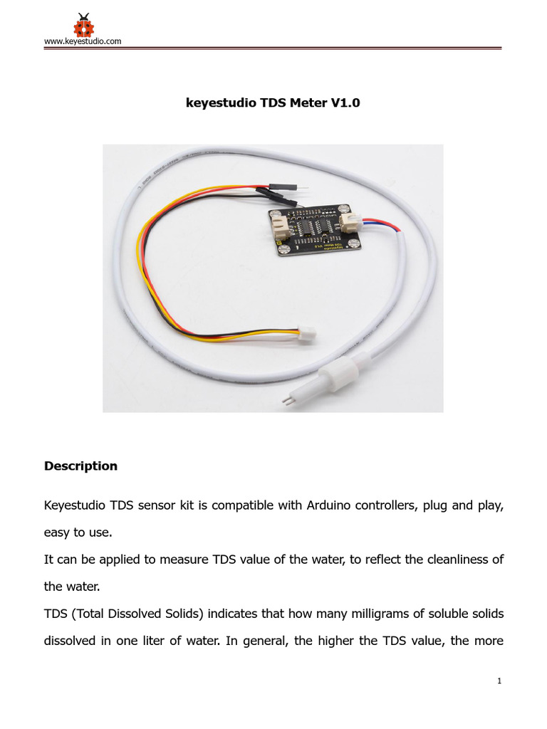 KS0429 Keyestudio TDS Meter V1.0 PDF Analog To Digital Converter