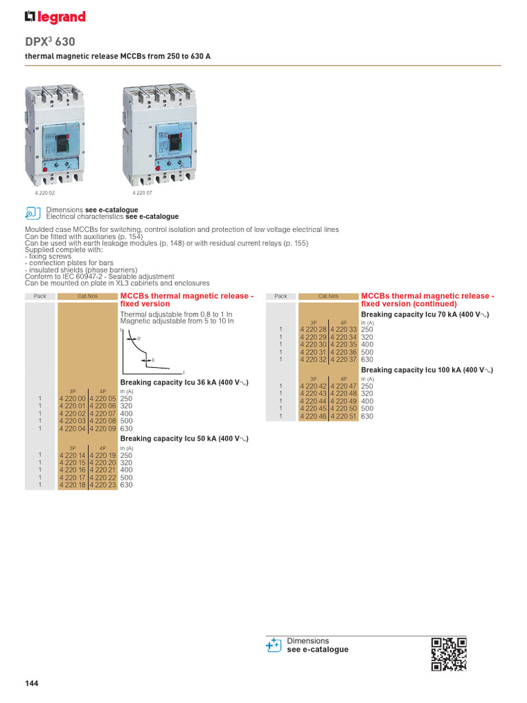 Thermal Release Mccbs From 250 To 630 A PDF Electricity