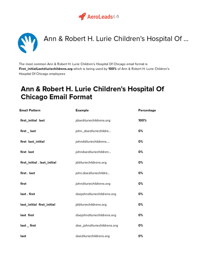 Lurie Childrens Email PDF Linked In Health Care