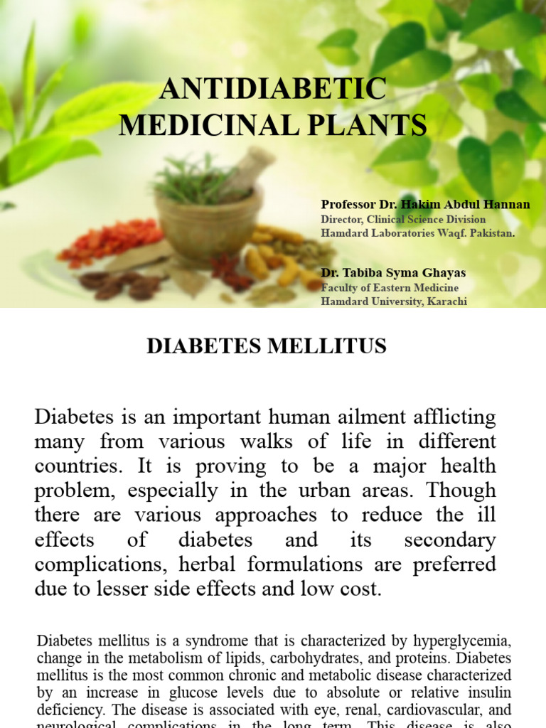 Antidiabetic Medicinal Plants Overview | PDF | Diabetes | Hypoglycemia