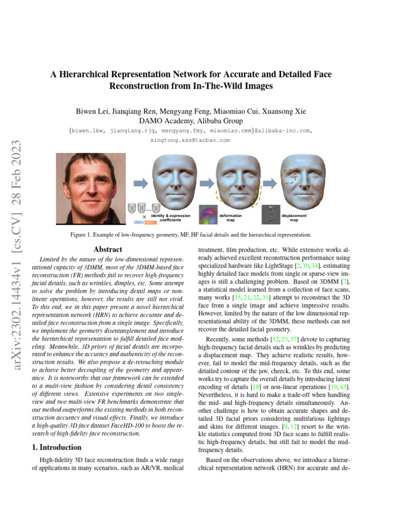 Hierarchical Network for Detailed 3D Face Reconstruction | PDF ...