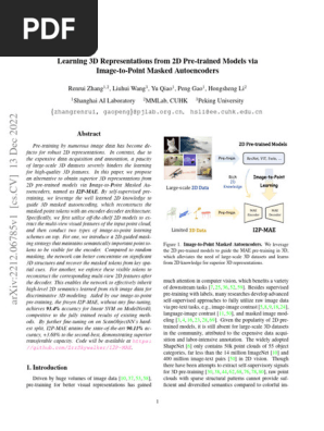 Learning 3D Representations from 2D Pre-trained Models via Image-to-Point Masked Autoencoders