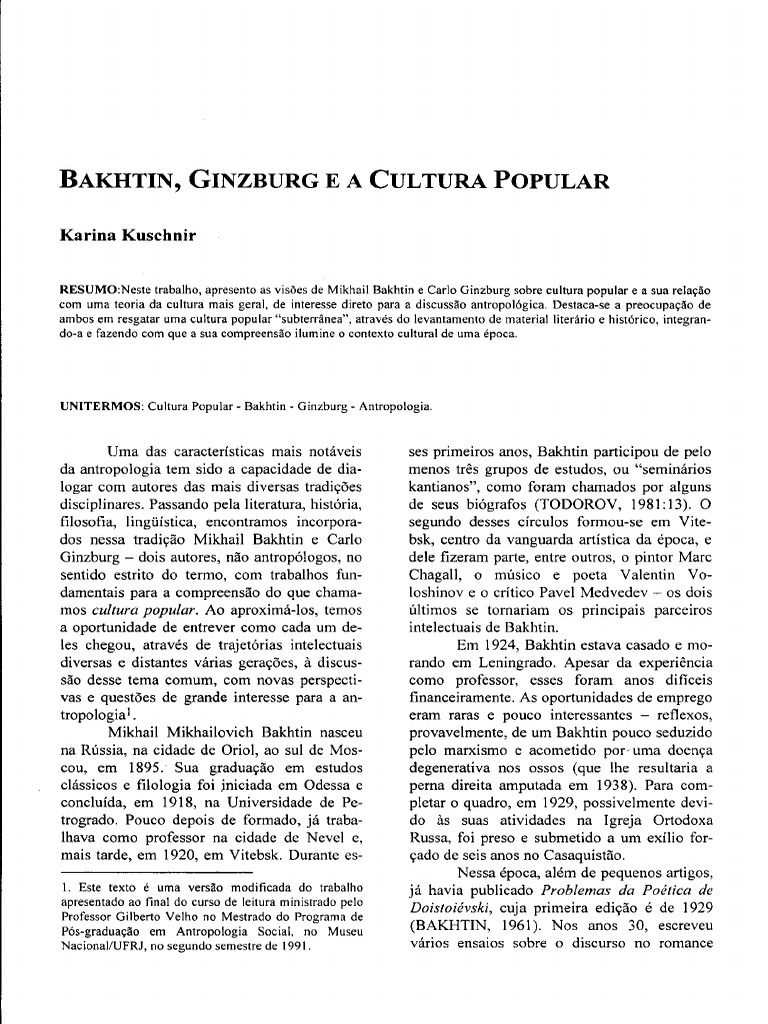 Bakhtin ginzburg e a cultura popular karina kusc 230923 194959 pdf