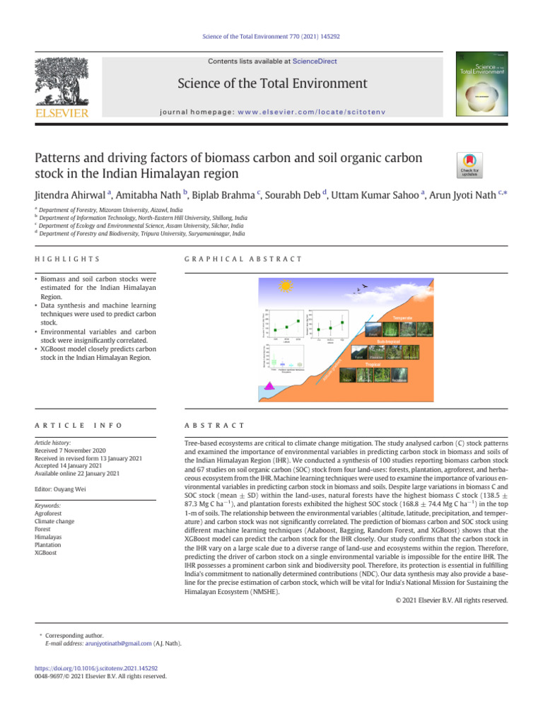 Biomass and Soil Carbon in Himalayas | PDF | Forests | Climate Change