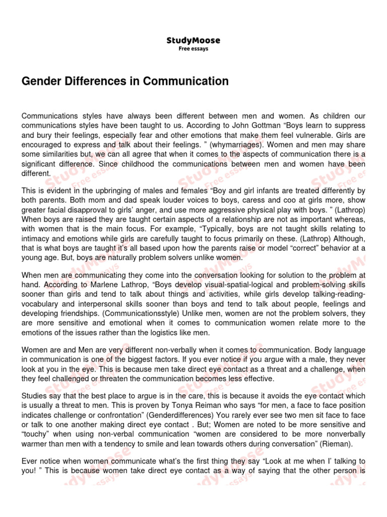 Gender Differences in Communication | PDF | Communication | Nonverbal ...