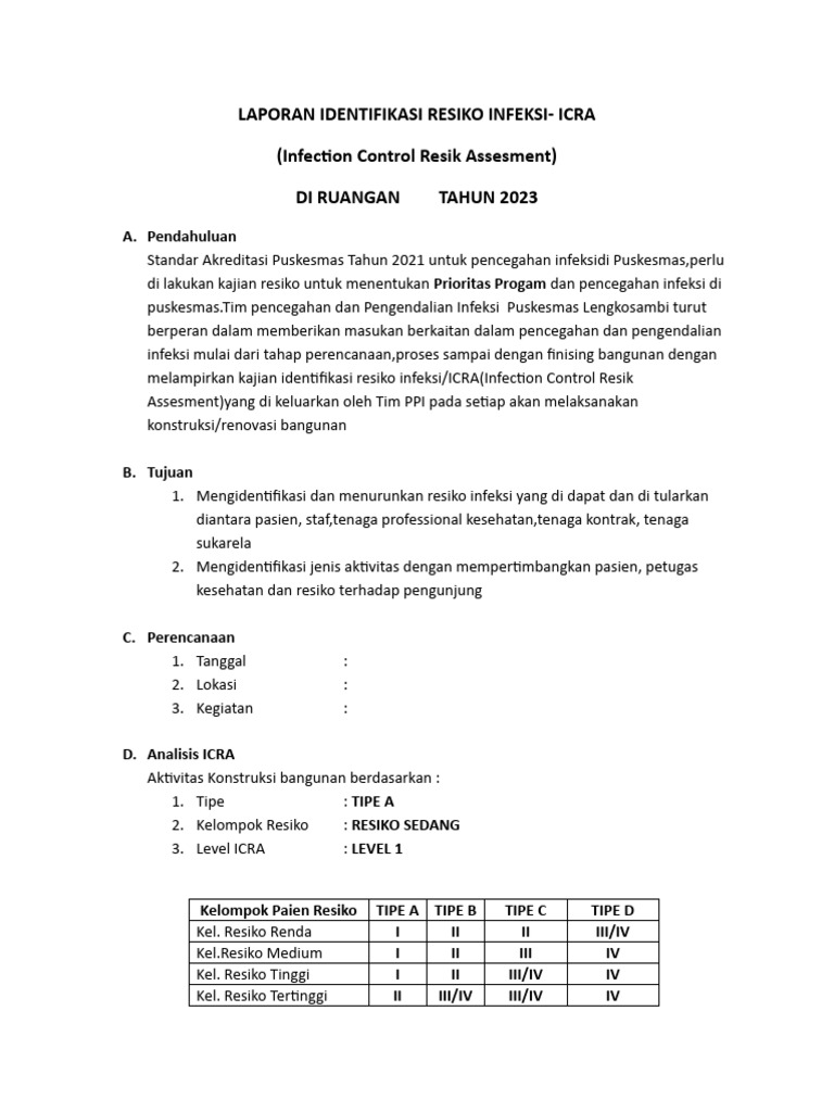 Identifikasi Risiko Infeksi Puskesmas | PDF