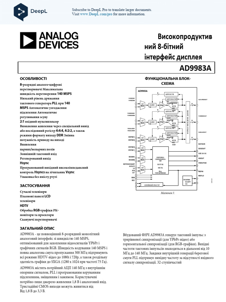 Analog-Devices-AD9983AKSTZ-140 - C653958 (1) uk-UA | PDF